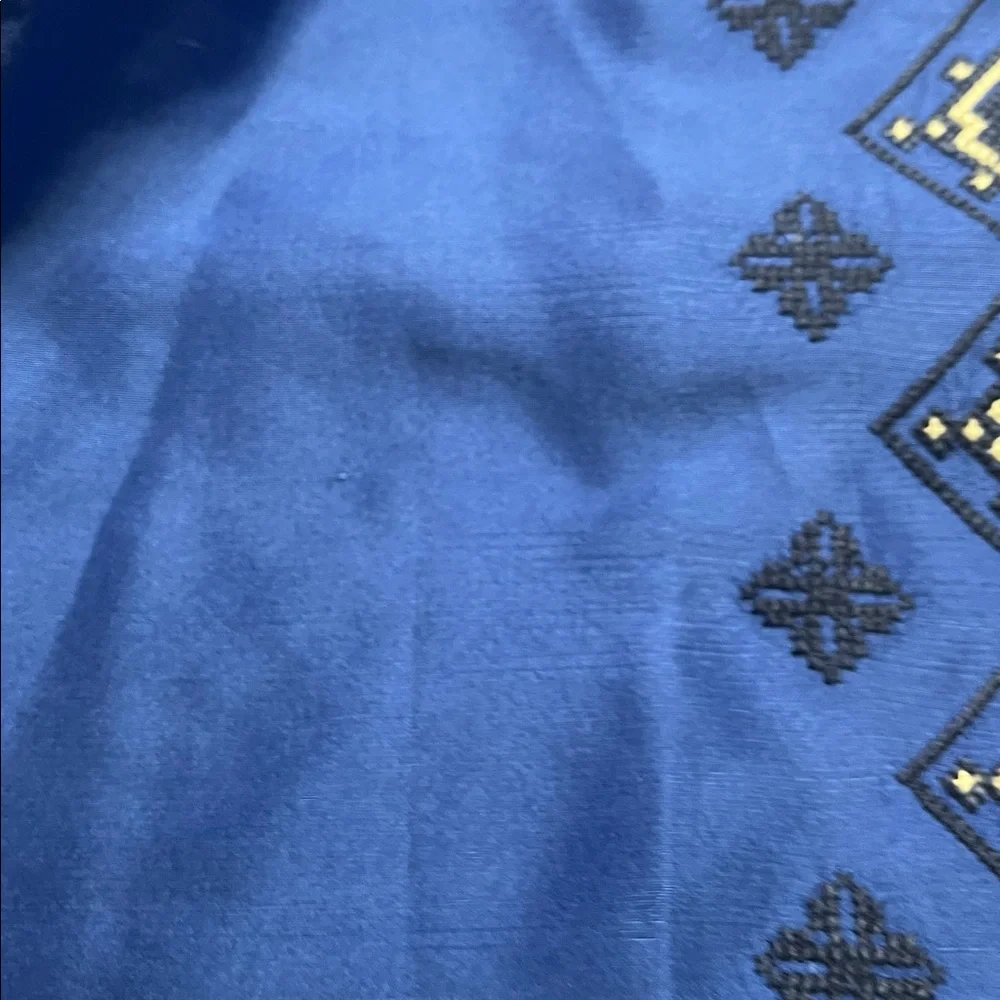 Tory Burch Royal Blue Silk Bohemian Embroidered Blouse Size 8